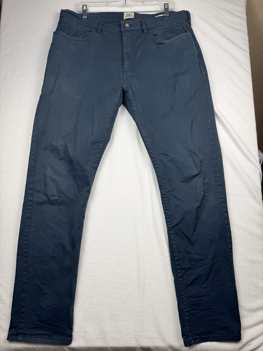Flint And Tinder 365 Pants Men 36x32 Slate Teal Slim Fit Stretch 5 Pocket Chino